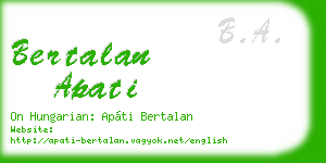 bertalan apati business card
